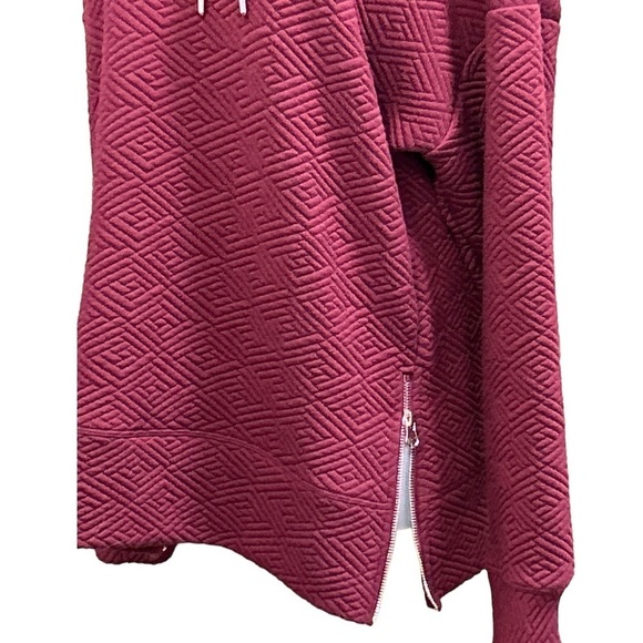 Ideology Zip-Side Quilted Hoodie Burgundy Size Medium - Picture 6 of 9